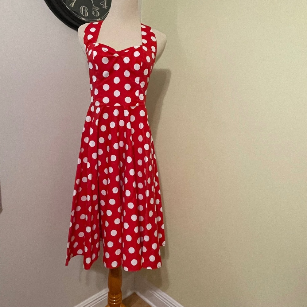 Hell Bunny vixen XS Dapper Day Minnie Mouse Red and White Polka Dot Dress